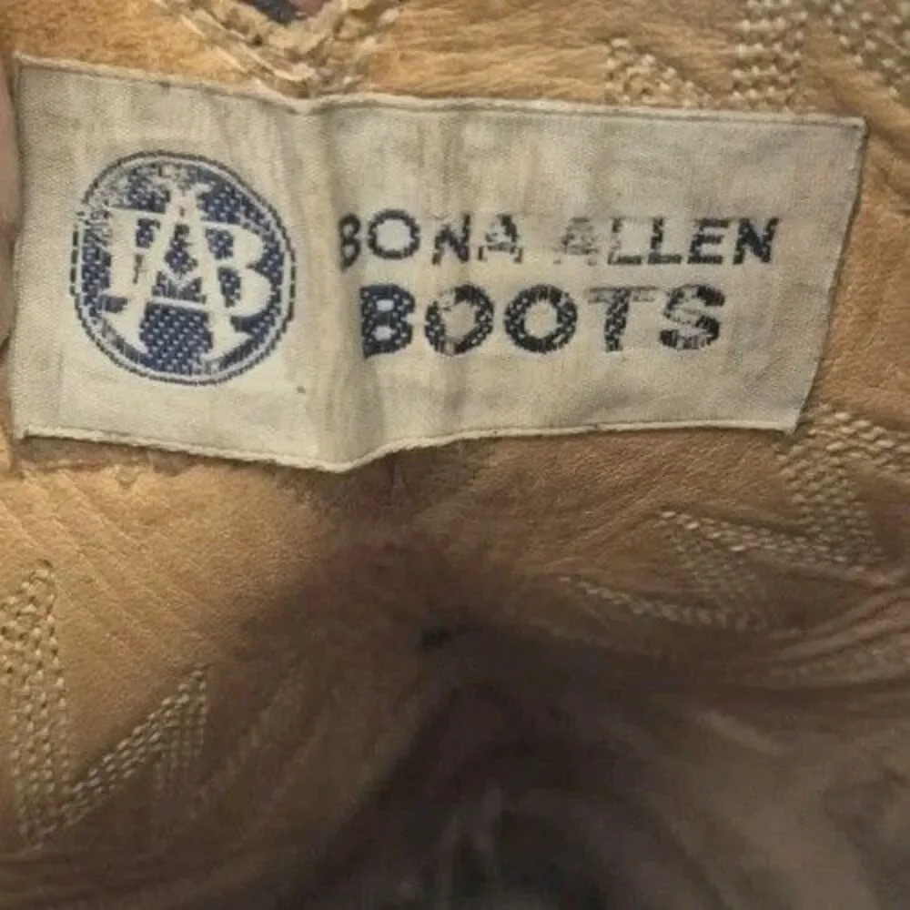 VTG Bona Allen Men’s Size 9D 2-tone Brown Leather Cowboy Western Boots 8056 Rare